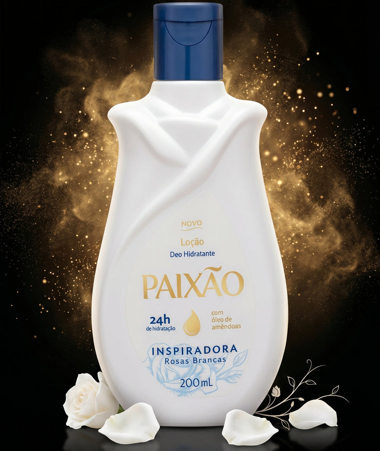 Paixão Feuchtigkeitslotion Weisse Rosen 200 ml – Body Lotion mit Mandelöl