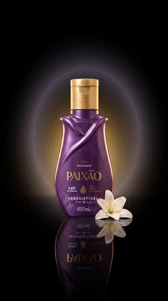 Paixão Körperöl Unwiderstehliche Flor de Lis 100 ml, violette Flasche mit weisser Lilie